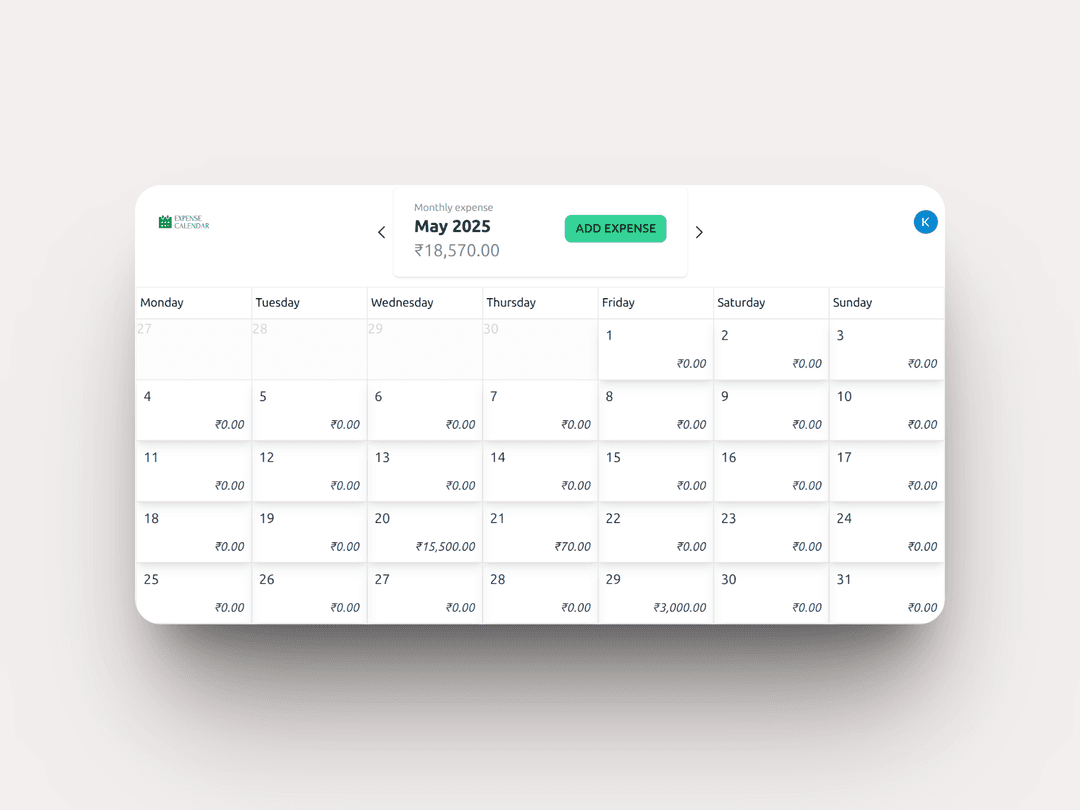 Expense Calendar